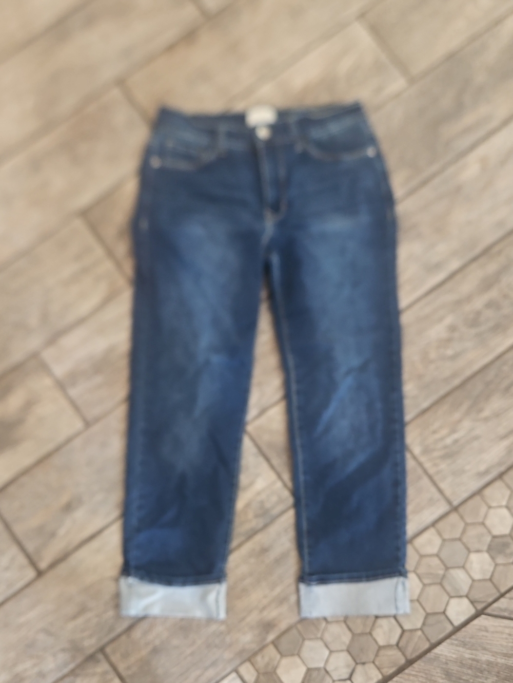 Angels Women's Dark Blue Boyfriend Jeans with Cuffed Hem